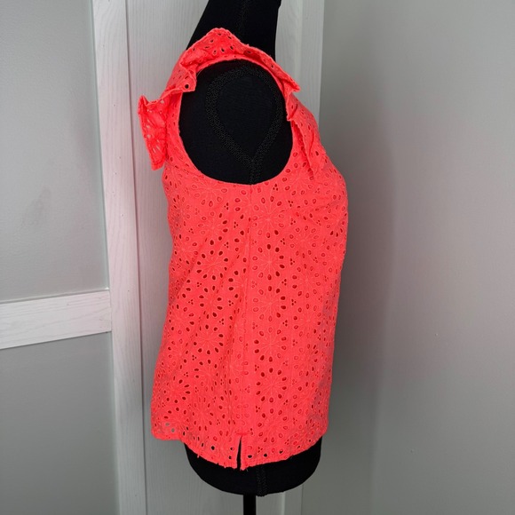 Lilly Pulitzer Coral Eyelet Flutter Sleeve Top | Size XXS New Without Tag - Picture 6 of 8